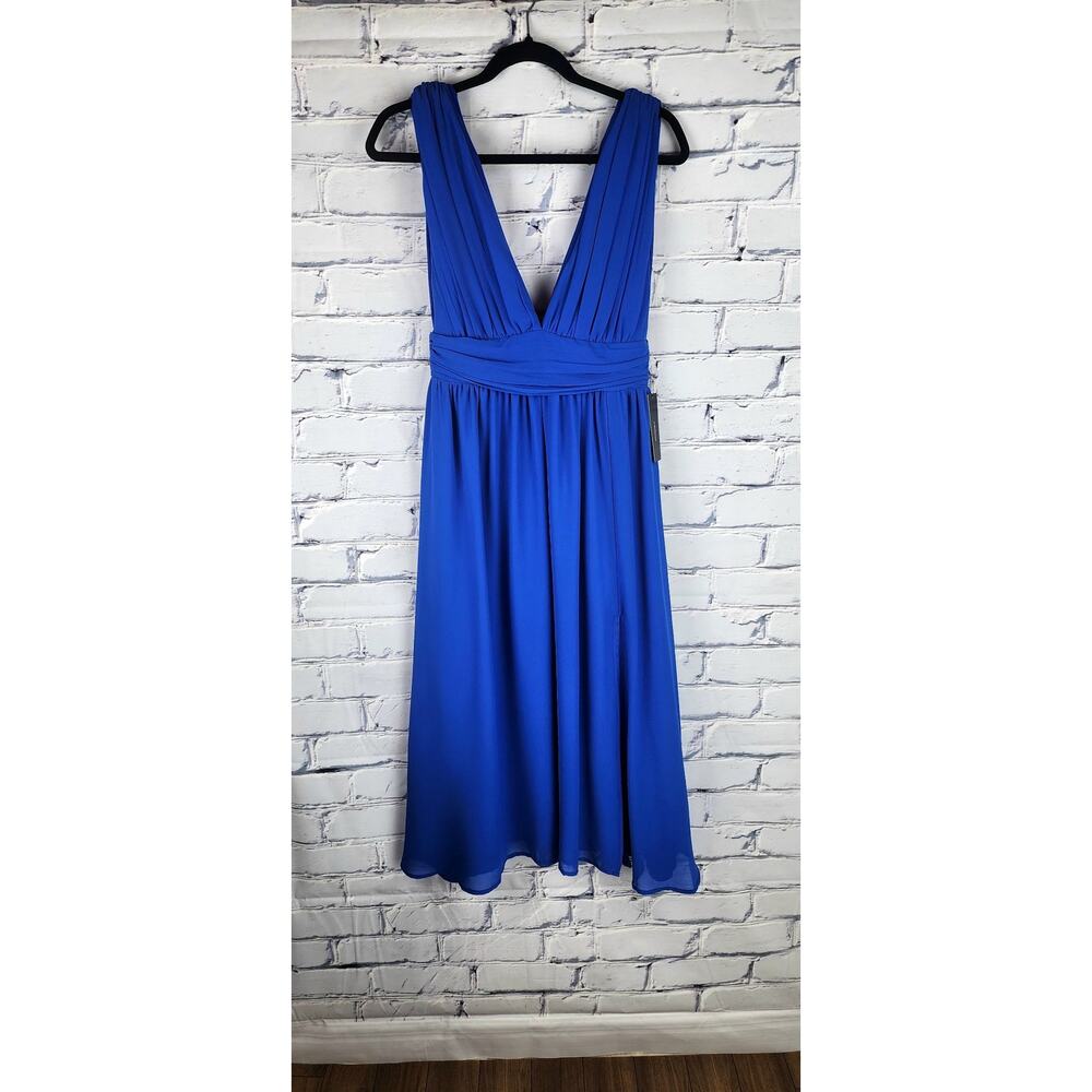 Lulus Dress Womens S Divine Dahlia Royal Blue Midi prom wedding formal cocktail - Picture 7 of 13